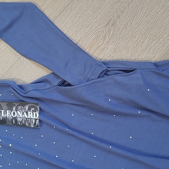 NWT Nina Leonard Dress Women's sz Small Blue Moon Long Sleeve A-Line Dress - Picture 2 of 7